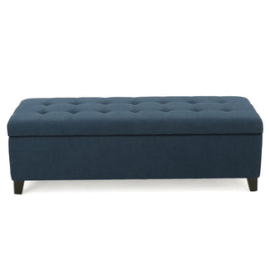 English Elm Christopher Knight Home® - Upholstered Storage Ottoman Bench with Flip-Top Compartment for Extra Seating, Footrest, Durable Elegance Navy Blue 68087.00NBLU