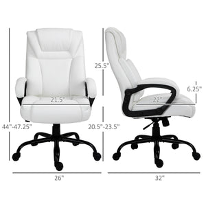 English Elm Big Big and Tall 400lbs Executive Office Chair White — Wide Seat, High-Back PU, Ergonomic, Swivel, Adjustable W2225142671