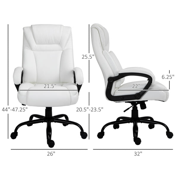 English Elm Big Big and Tall 400lbs Executive Office Chair White — Wide Seat, High-Back PU, Ergonomic, Swivel, Adjustable W2225142671