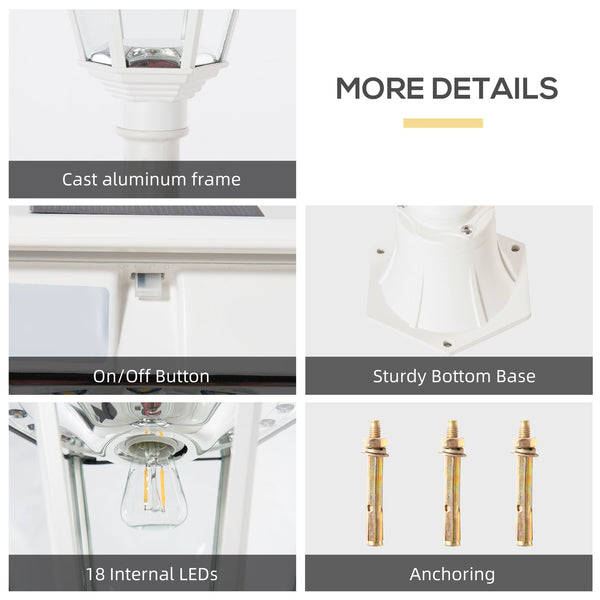 English Elm 77" Solar Lamp Post Light Vintage Aluminum Outdoor Street Lamp with PIR Motion Sensor, Adjustable Brightness, IP44 Weatherproof Garden Accent Lighting W2225142612