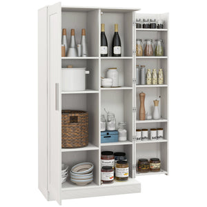 English Elm 63" Kitchen Pantry Storage Cabinet White — 14-Tier Freestanding Cupboard with Adjustable Shelves, Anti-Tip Safety, Versatile Room Storage W2225S00028