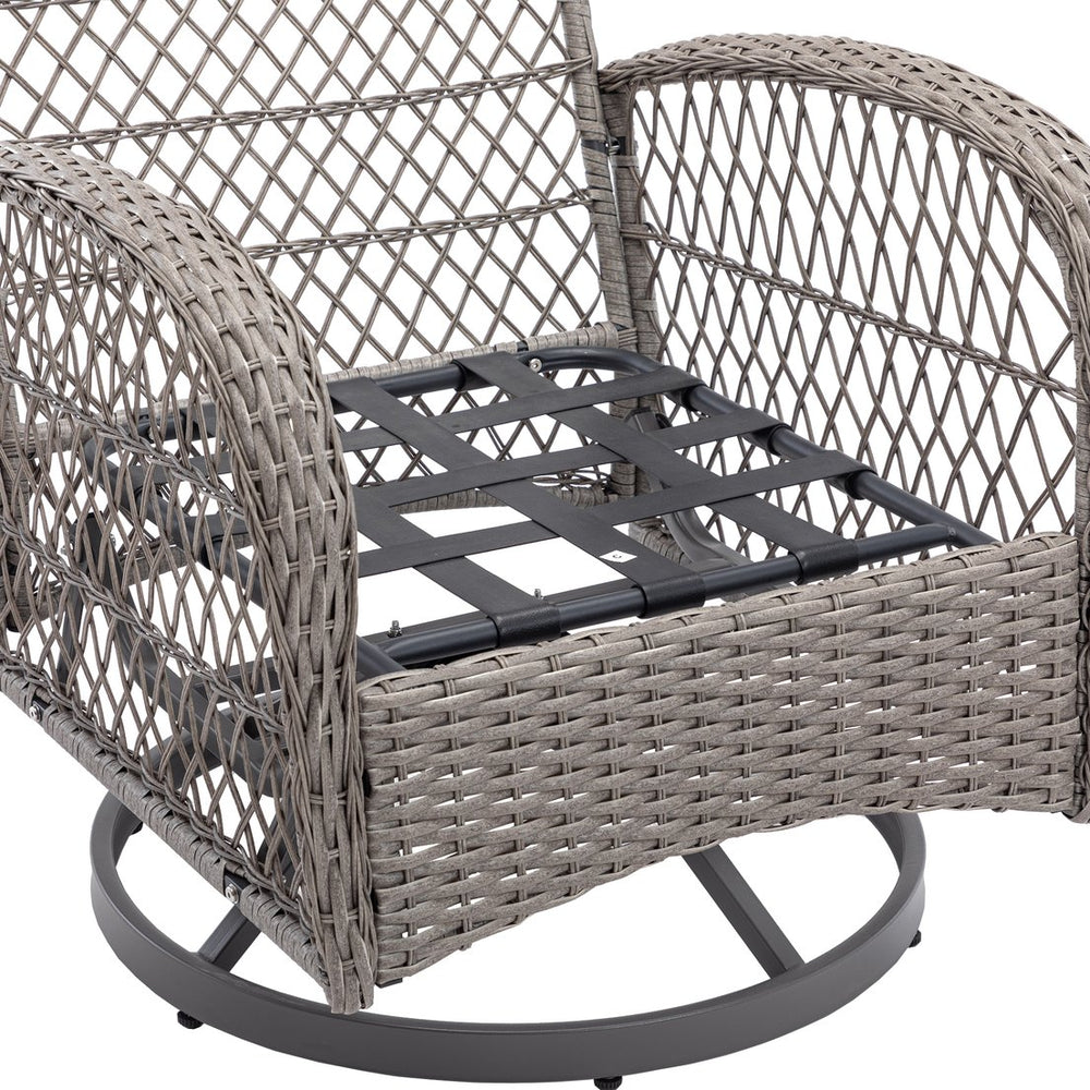 English Elm 3 Pieces Outdoor Swivel Rocker Patio Chairs Set with 360° Rotation, Tempered Glass Table & Plush Cushions khaki W640142462