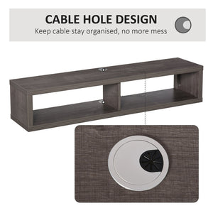 English Elm Wall Mounted Floating Media Console Shelf with Open Storage for Modern Living Spaces W2225142649