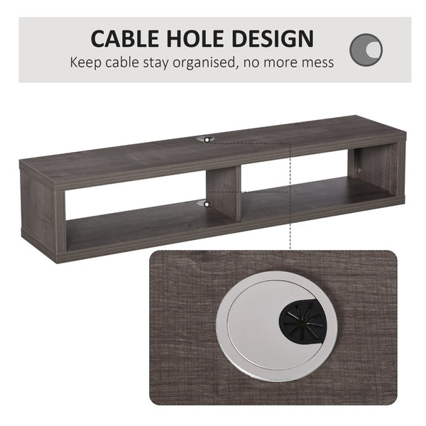 English Elm Wall Mounted Floating Media Console Shelf with Open Storage for Modern Living Spaces W2225142649