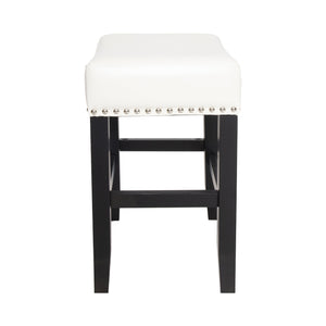 English Elm Christopher Knight Home® - 26-inch Backless Ivory Leather Counter Stool Set of 2 — Modern Bonded Leather, Bronze Hardwood Legs, 300 lb Capacity 74493.00IVR