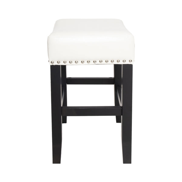 English Elm Christopher Knight Home® - 26-inch Backless Ivory Leather Counter Stool Set of 2 — Modern Bonded Leather, Bronze Hardwood Legs, 300 lb Capacity 74493.00IVR