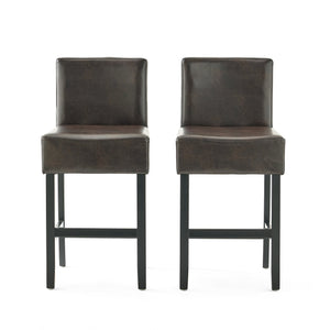 English Elm Christopher Knight Home® - Set of 2 26" Portman Bonded Leather Counter Height Barstool Brown — Stylish, Durable Seating Solution 73724.00
