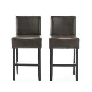 English Elm Christopher Knight Home® - [ Set of 2 26" Portman Bonded Leather Counter Height Barstool Brown - Elegant Wood Frame, Comfortable Seat WF530923BRN