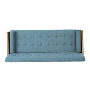 English Elm Aidan Tufted Fabric Sofa with Diamond Stitching and Gold Tipped Rubberwood Legs Blue 61688.00BLU