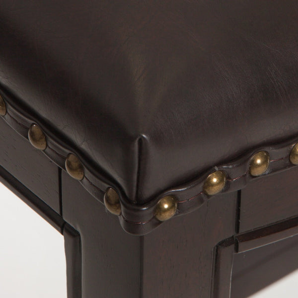 English Elm Tiffin Studded Faux Leather Backless Barstools Set Solid Wood Frame Kitchen Counter 67704.00