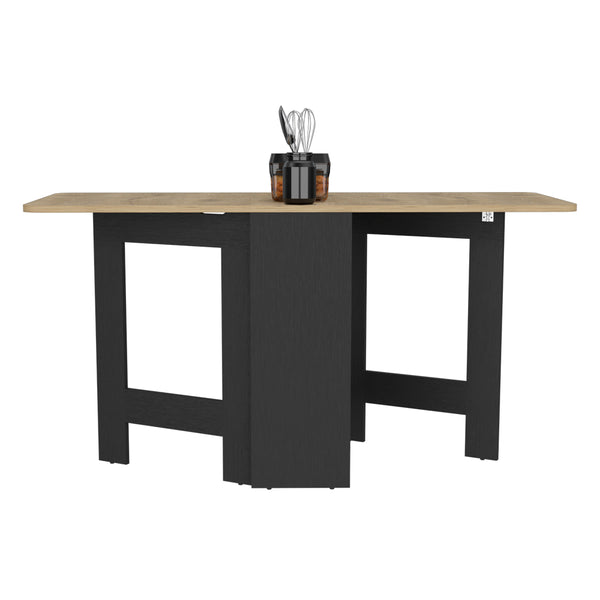 English Elm Folding Dining Table Evart Black/Macadamia – Space-Saving Engineered Wood, Sturdy 22lb Capacity, Multiuse B092142799