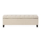 Christopher Knight Home® - Noble House - Mission Beige Tufted Fabric Storage Ottoman Bench