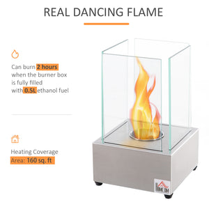 English Elm Ethanol Tabletop Fireplace 7.75" Stainless Steel – Clean-Burning Fuel, 160 Sq Ft Heat, 2Hr Burn W2225142640