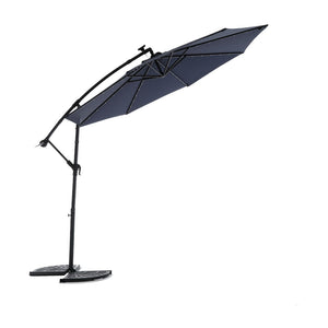 English Elm 10ft Solar Led Cantilever Offset Patio Umbrella with 40 Lights Outdoor Shade Navy Blue W640140292