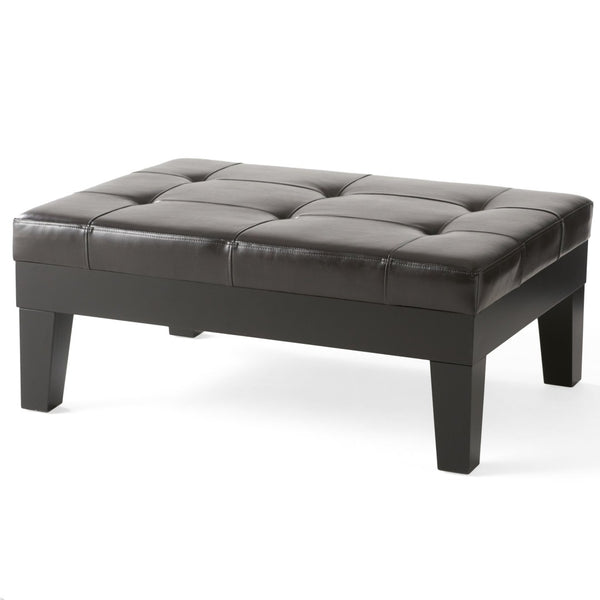 English Elm Chatham Bonded Leather Storage Ottoman with Slide Out Drawer and Tapered Legs 52423.00