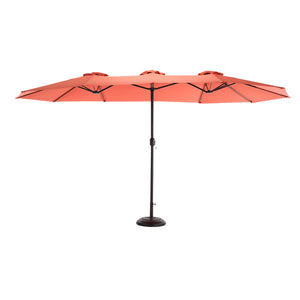 English Elm 14.8 Ft Oversized Double-Sided Rectangular Patio Umbrella with Crank, Steel Ribs, UV Protection Orange W640140331