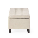 Christopher Knight Home® - Noble House - Mission Beige Tufted Fabric Storage Ottoman Bench