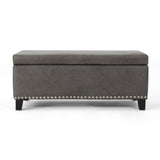 Christopher Knight Home® - Noble House - Caren Contemporary Microfiber Storage Ottoman with Nailhead Trim