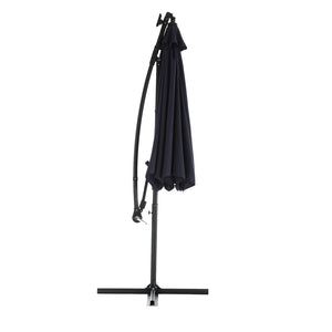 English Elm 10ft Solar Led Cantilever Offset Patio Umbrella with 40 Lights Outdoor Shade Navy Blue W640140292
