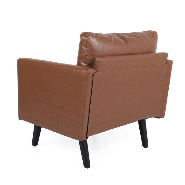 English Elm Christopher Knight Home® - CLUB Chair Light Brown Faux Leather Mid-Century Modern Accent Seat with Tapered Birch Legs, Cozy Retreat 71813.00