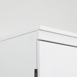 English Elm 70" Kitchen Pantry Tall Freestanding Storage Cabinet with 6-Tier Shelves, 4 Doors, Black Handles, Anti-Tip Protection White W2225S00027