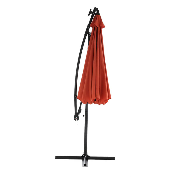 English Elm 10ft Solar Led Cantilever Offset Patio Umbrella with 40 Lights Outdoor Shade Orange W640140291