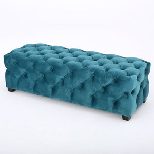 English Elm Ottoman Velvet Button Tufted Bench Glam Accent Seat for Living Room or Entryway 74561.00DT