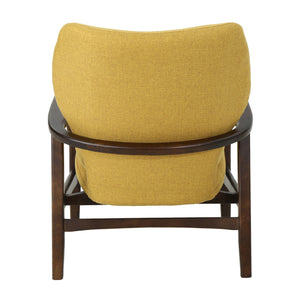 English Elm Christopher Knight Home® - Mid Mid Century Modern Fabric Club Chair with Button-Tufted Back and Accent Pillow, Tapered Birch Legs, Stylish Comfort (31.25˝W x 26.25˝D x 32.75˝H) Mustard 59135.00MUS
