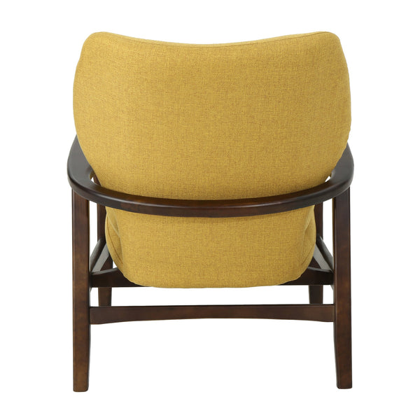 English Elm Christopher Knight Home® - Mid Mid Century Modern Fabric Club Chair with Button-Tufted Back and Accent Pillow, Tapered Birch Legs, Stylish Comfort (31.25˝W x 26.25˝D x 32.75˝H) Mustard 59135.00MUS
