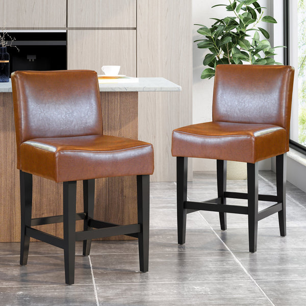 English Elm Christopher Knight Home® - ZUMA Plush Fabric Counter Stool with Breathable Upholstery, Thick Padded Support and Easy Care Finish Brown 73723.00HZLNT