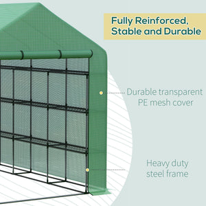 English Elm Walk-in Greenhouse with Roll-Up Zipper Door, 18 Metal Shelves, Heavy-Duty PE Cover, UV Shielding, 96"x70.75"x82.75" W2225142615