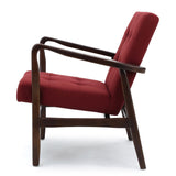 Christopher Knight Home® - Noble House - - Deep Red Fabric Mid Century Modern Club Chair