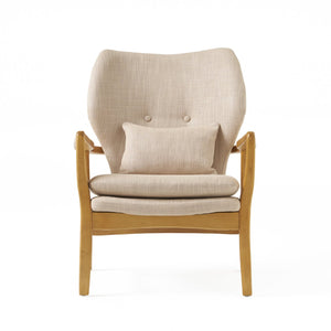 English Elm Christopher Knight Home® - Mid Mid Century Modern Fabric Club Chair with Button-Tufted Back and Accent Pillow, Tapered Birch Legs, Stylish Comfort (31.25˝W x 26.25˝D x 32.75˝H) Beige 59135.00