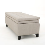 Christopher Knight Home® - Noble House - Brighton Contemporary Tufted Linen Storage Ottoman Bench, Ivory White