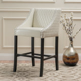 Christopher Knight Home® - Noble House - Milano Ivory Quilted Bonded Leather Bar Stool