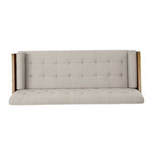 English Elm Aidan Tufted Fabric Sofa with Diamond Stitching and Gold Tipped Rubberwood Legs Beige 61688.00BGE