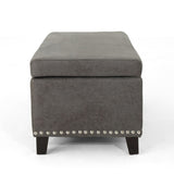 Christopher Knight Home® - Noble House - Caren Contemporary Microfiber Storage Ottoman with Nailhead Trim