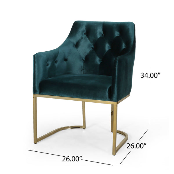 English Elm Christopher Knight Home® - CLUB Plush Altay Velvet Armchair with Gold Accents and Curved Modern Glam Design, Luxe Accent Seat Teal 65362.00T