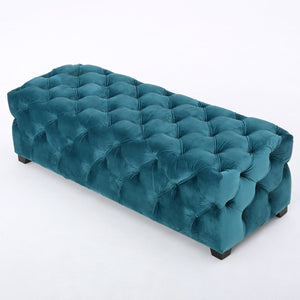 English Elm Ottoman Velvet Button Tufted Bench Glam Accent Seat for Living Room or Entryway 74561.00DT