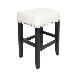 English Elm Christopher Knight Home® - 26-inch Backless Ivory Leather Counter Stool Set of 2 — Modern Bonded Leather, Bronze Hardwood Legs, 300 lb Capacity 74493.00IVR