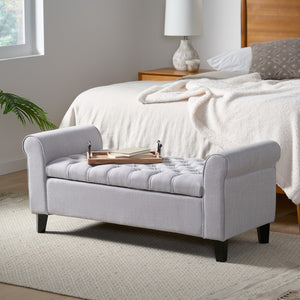 Christopher Knight Home® - Noble House - Keiko Contemporary Rolled Arm Fabric Storage Ottoman Bench