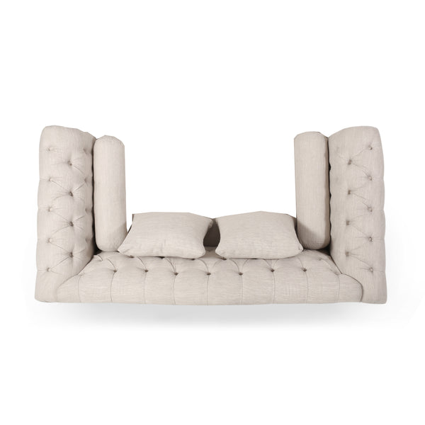 English Elm Christopher Knight Home® - Loveseat Double Chaise Lounge – Timeless Beige Upholstery, Elegant Design, And Ultimate Comfort Retreat 68105.00AFBGE_68105.00BFBGE