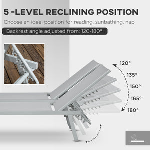 English Elm Chaise Conjoined 2-Person Aluminum Pool Lounge Chairs with 5-Position Recline, Shelf & Breathable Mesh W2225142467