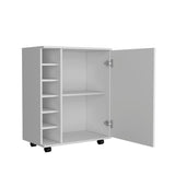 White Bar Cart Cisco with Bottle Storage & Serving Top | Spacious Interior & Mobile Design - 32.3