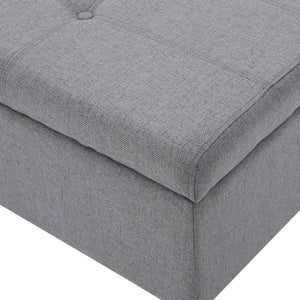 English Elm Storage Ottoman Bench with Lift Top Grey Upholstered Rolled Arm Traditional Style 74491.00GRY