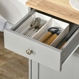 Gray Sideboard Buffet Cabinet with Drawers, Rubberwood Top, Adjustable Shelves - Kitchen & Living Room