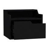 Black Floating Nightstand Chester with Drawer, Dual-Tier Surface, Wall-Mount Design - Modern Bedroom Furniture