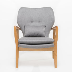 English Elm Christopher Knight Home® - CLUB CHAIR Grey Fabric Club Chair with Button-Tufted Back, Accent Pillow & Tapered Birch Legs 59135.00GRY
