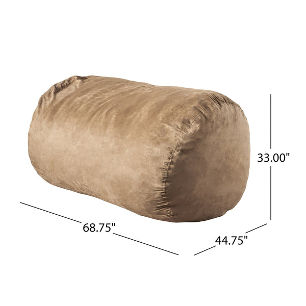 English Elm Christopher Knight Home® - Asher Champagne Microfiber Suede 6.5ft Removable Bean Bag Cover with Childproof Zipper, Soft 37954.00SKIN