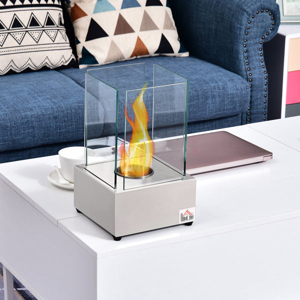 English Elm Ethanol Tabletop Fireplace 7.75" Stainless Steel – Clean-Burning Fuel, 160 Sq Ft Heat, 2Hr Burn W2225142640